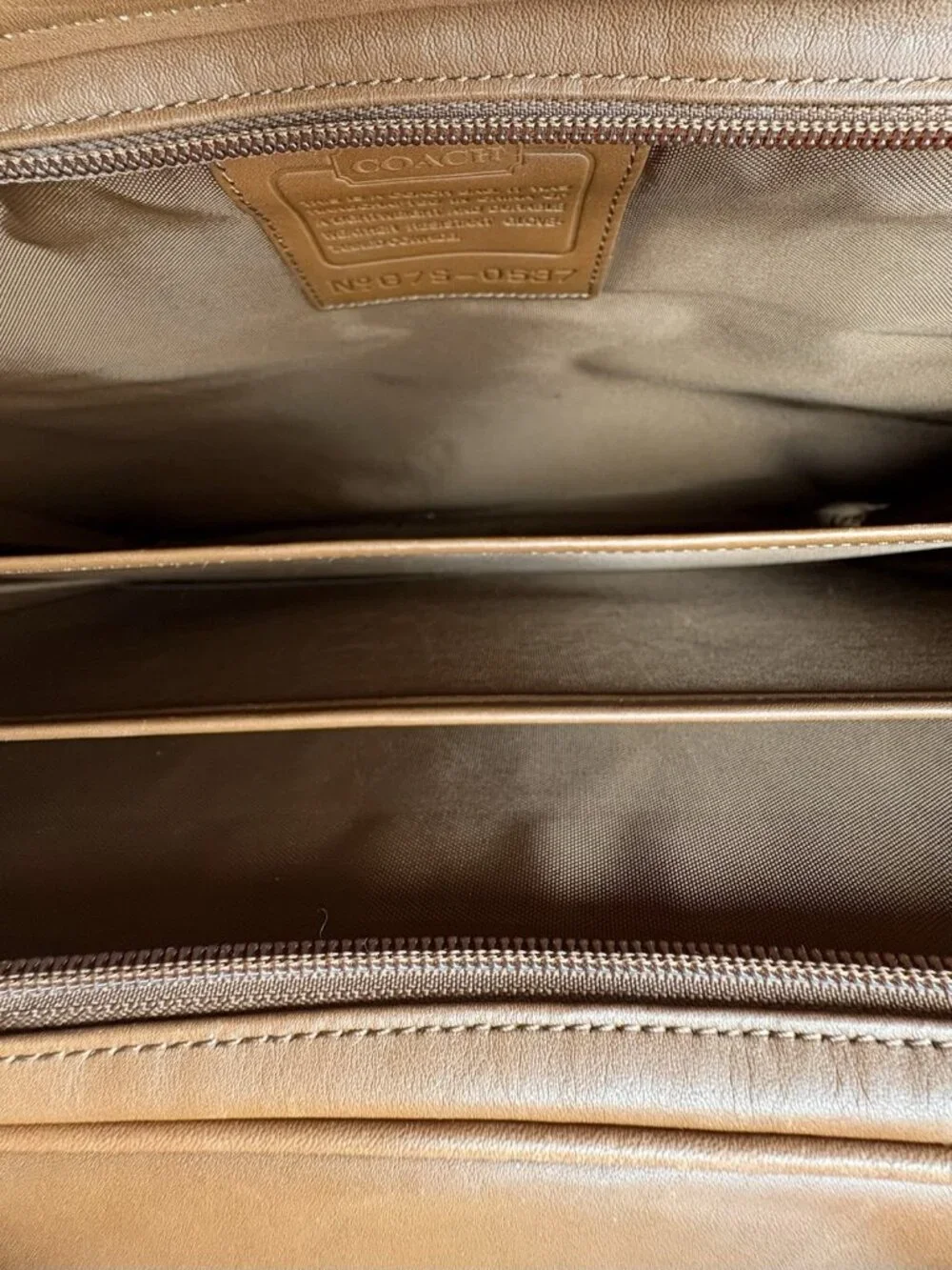Coach Vintage 90s Double Zip Organizer Business Briefcase #675-0537 Leather Tan